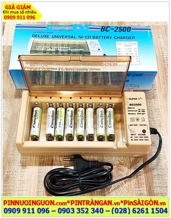 Super BC-2500, Bộ sạc 8viên Pin AA 1.2v -Kèm sẳn 8 Pin sạc Camelion NH-AA2700ARBP2 AlwaysReady (AA2700mAh)